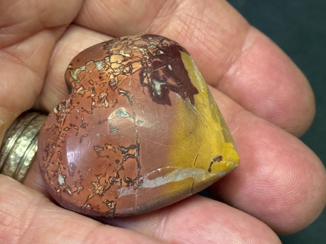 RARE & BEAUTIFUL: 1 5/8 ” MOOKAITE JASPER,MOROCCO.BOTH SIDES NICE!