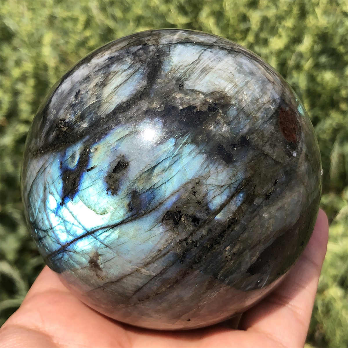 800g Natural Labradorite Ball Quartz Crystal Sphere Reiki Crystal Decor Gift