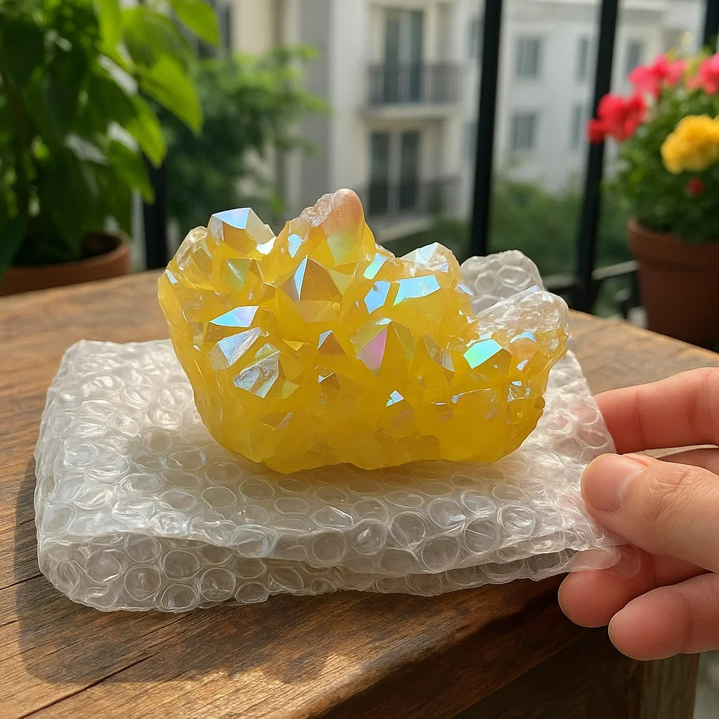 Natural Yellow Citrine Titanium Cluster Healing Crystal Mineral Specimen Decor