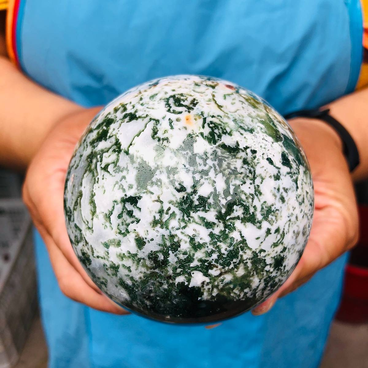 3pcs 4.9LB Natural Water Grass Agate Ball Quartz Crystal Ball Healing 2114