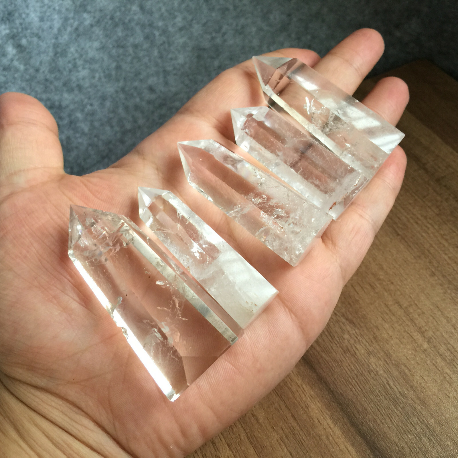 5PCS Natural clear obelisk quartz crystal point tower wand reiki healing