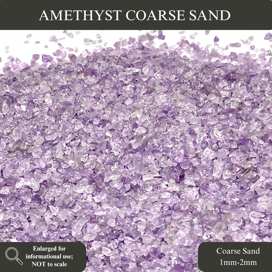 Crushed Amethyst (Grade A) Sand, 3 Sand Sizes for Inlay, Memorial Jewelry, Resin