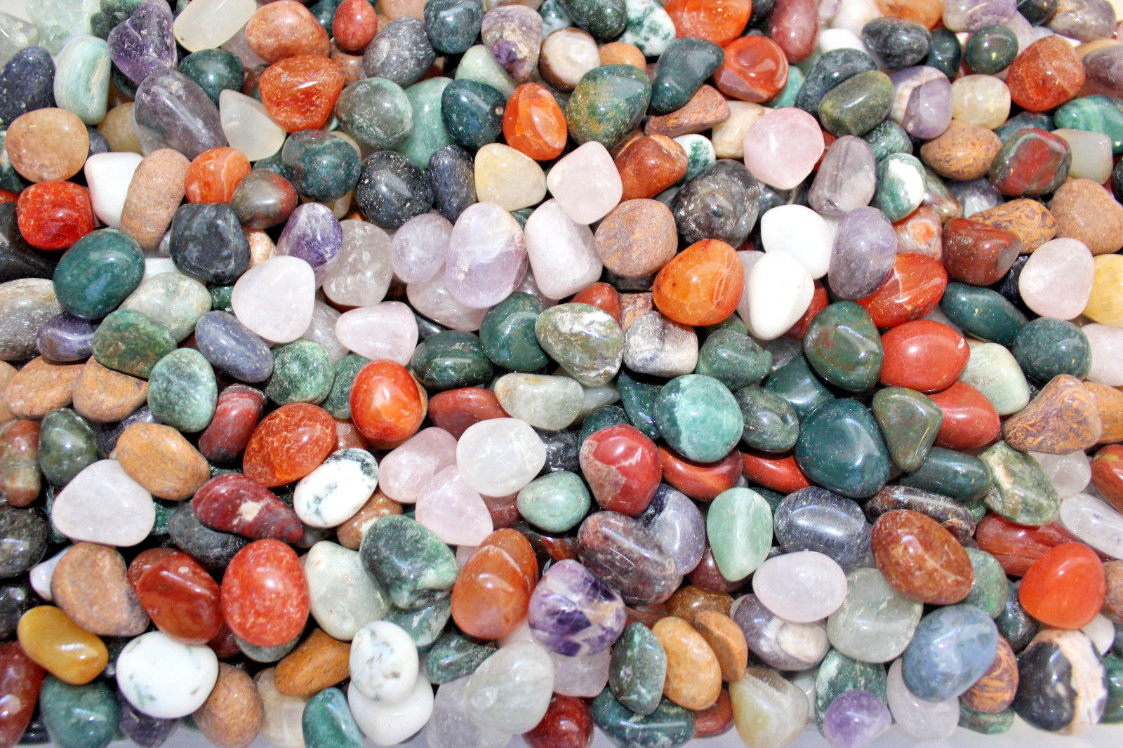 Assorted Mixed Tumbled Stones 1 lb Wholesale Bulk Lot SMALL 16 oz (About 100)