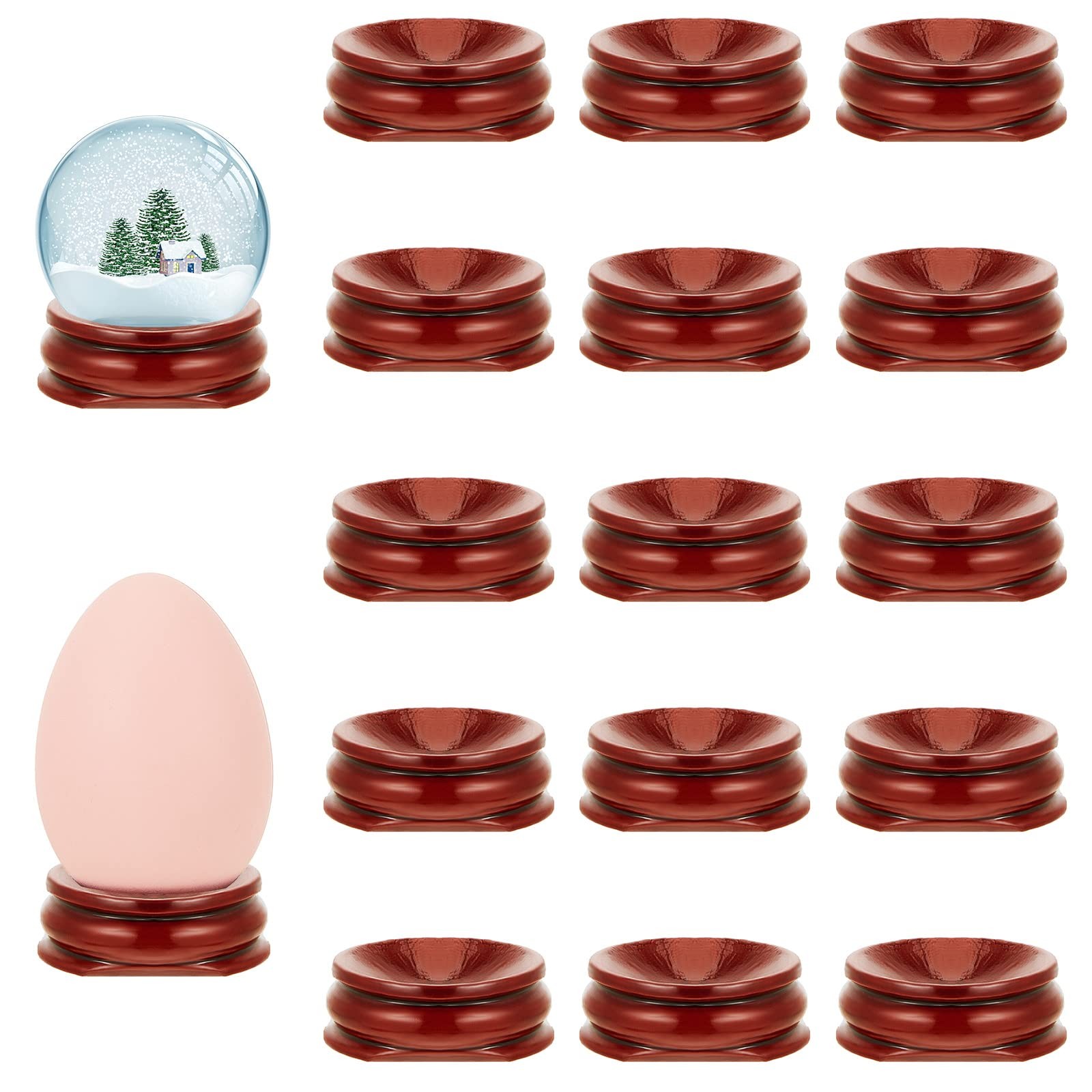 Taiyin 15 Pcs Sphere Stands for Display Crystal, Crystal Holder Wood Egg Ball St