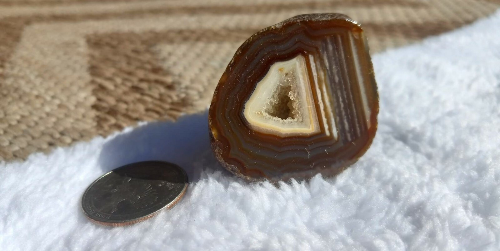 Gorgeous Brown and White Triangular Patterned Waterline Agate