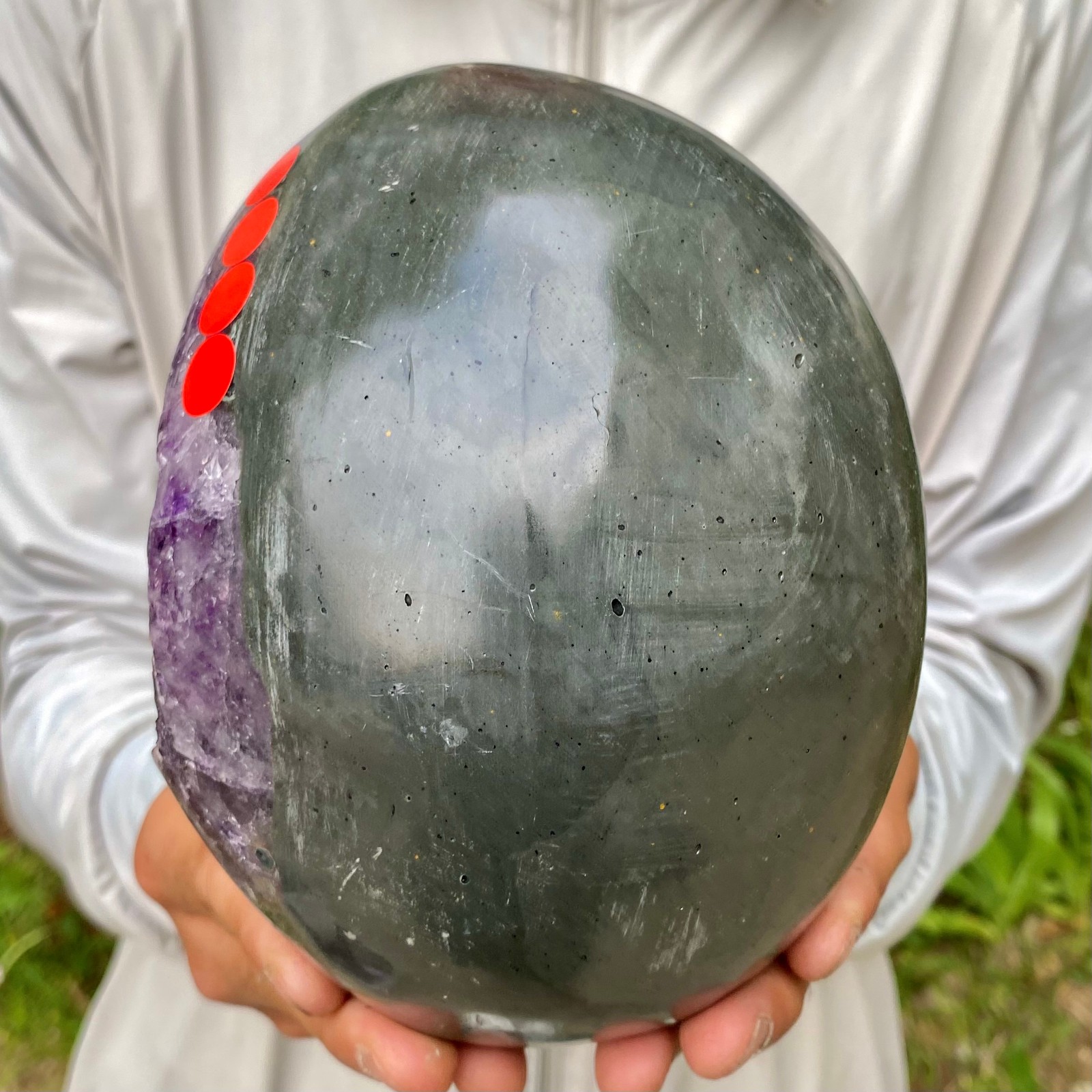 5.7LB Natural amethyst Dinosaur egg Quartz Crystal specimen healing