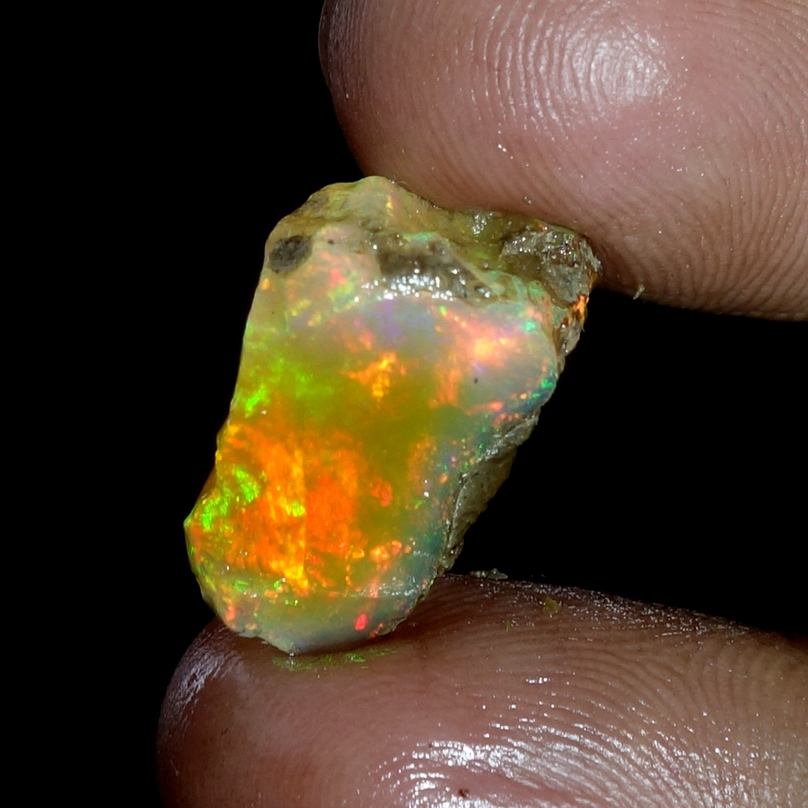 AA+ Ethiopian Oli Opal Rough Entreated Welo Opal Multi Fire Color Flash 12.10Cts