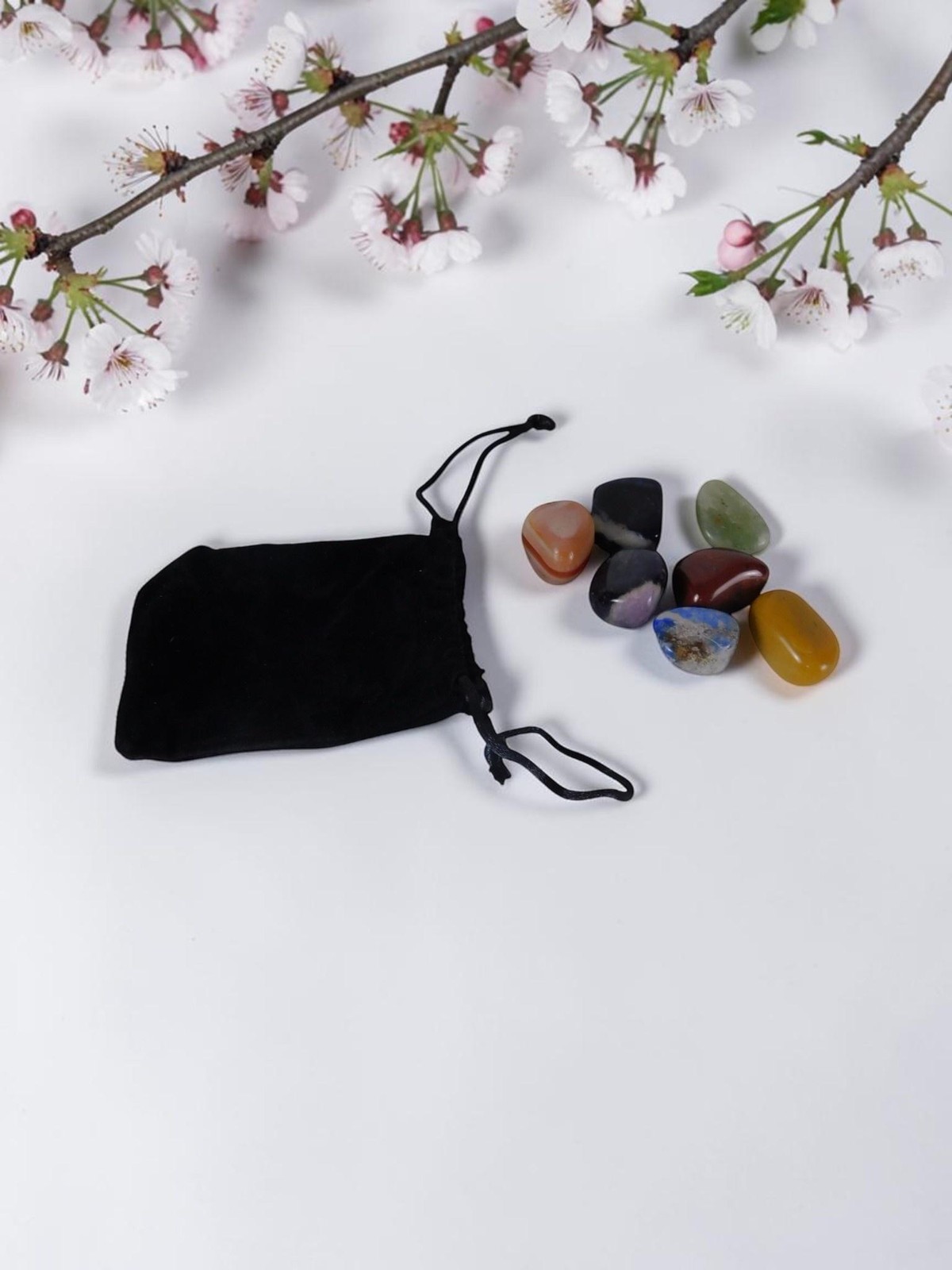 7 Chakra Tumbled Stone Set in Velvet Pouch Crystal Witch Altar Decor