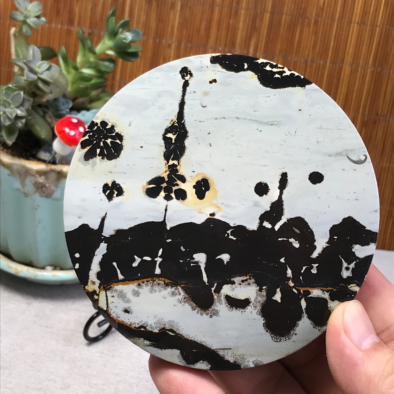 99mm Natural Chinese painting stone crystal ornaments for home decoration A6393