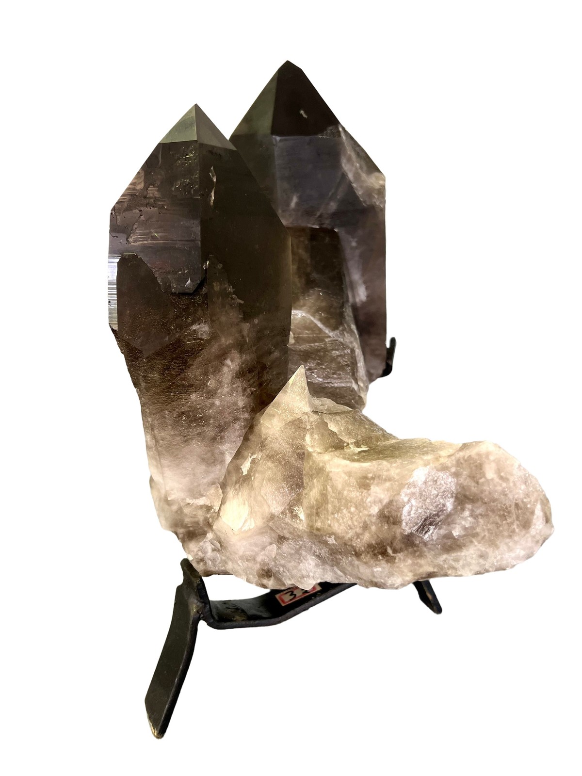 Smoky Quartz on Metal Stand – No.2, Natural Smoky Quartz from Brazil