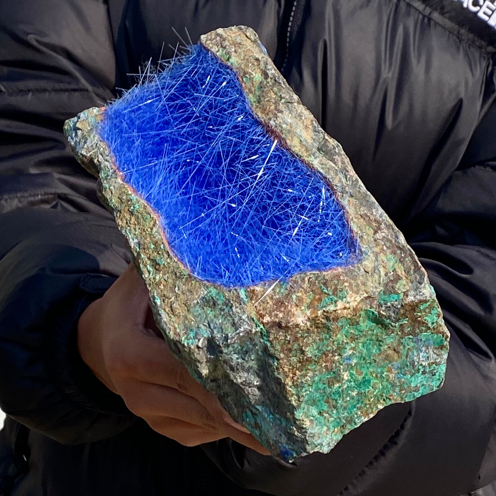8.18LB Natural Blue Needle Iron Ore Mineral , Original Ore Quartz Crystal