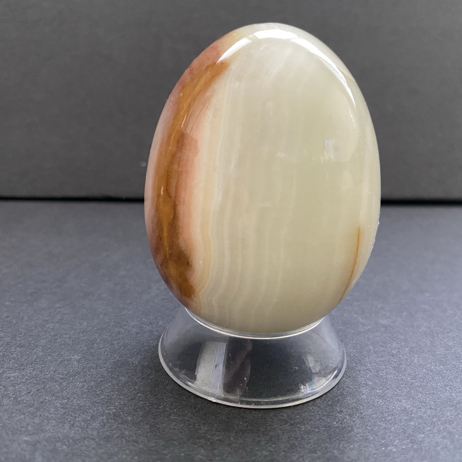 Natural Onyx Stone Egg With Stand Hand Polished Banded Agate Calcite Crystal