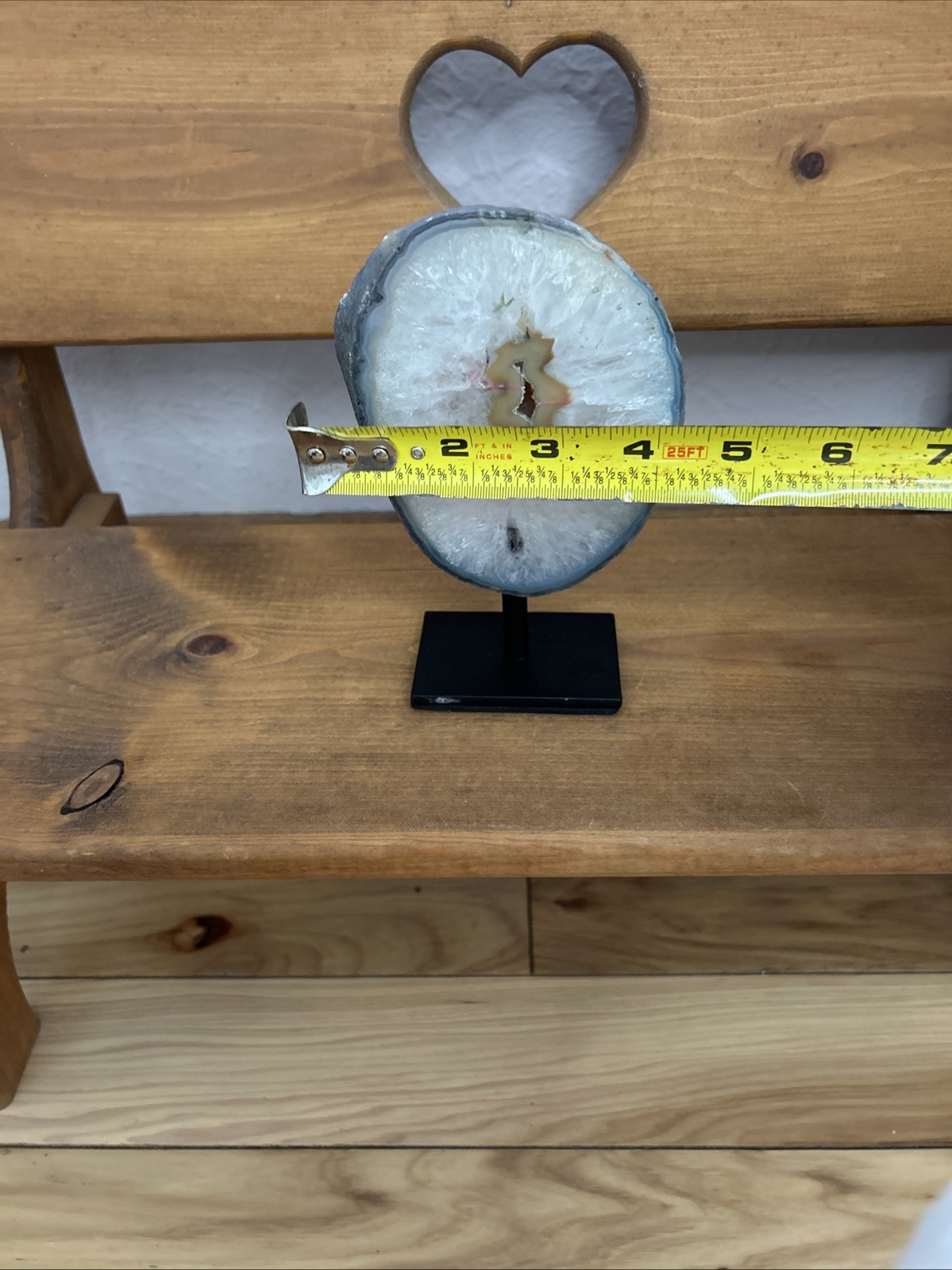 RAW BRAZILIAN AGATE STONE 3/8in Thick Natural Rough Stone On Black Stand