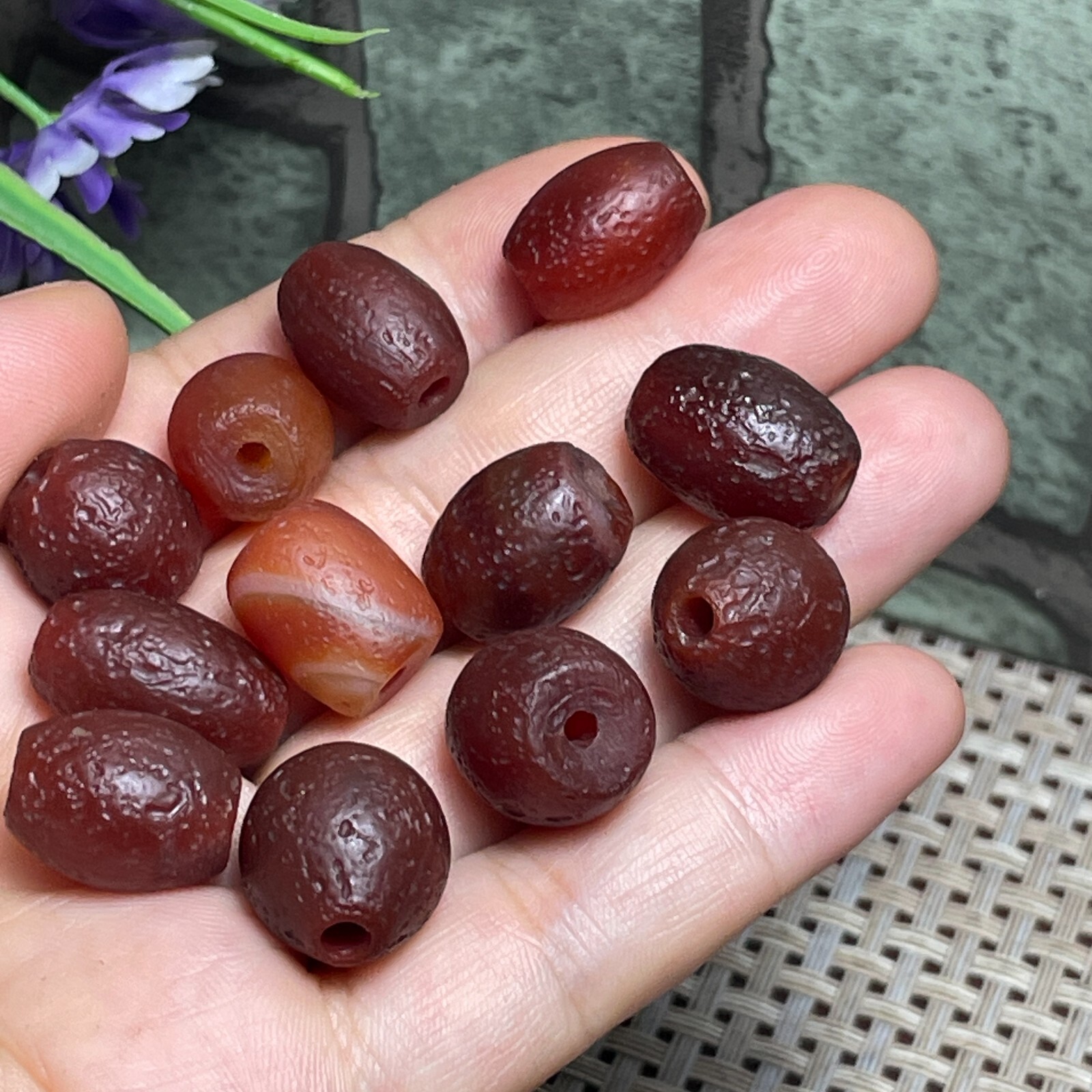 12pcs Rare Red Agate stone original stone specimen 42g m8313