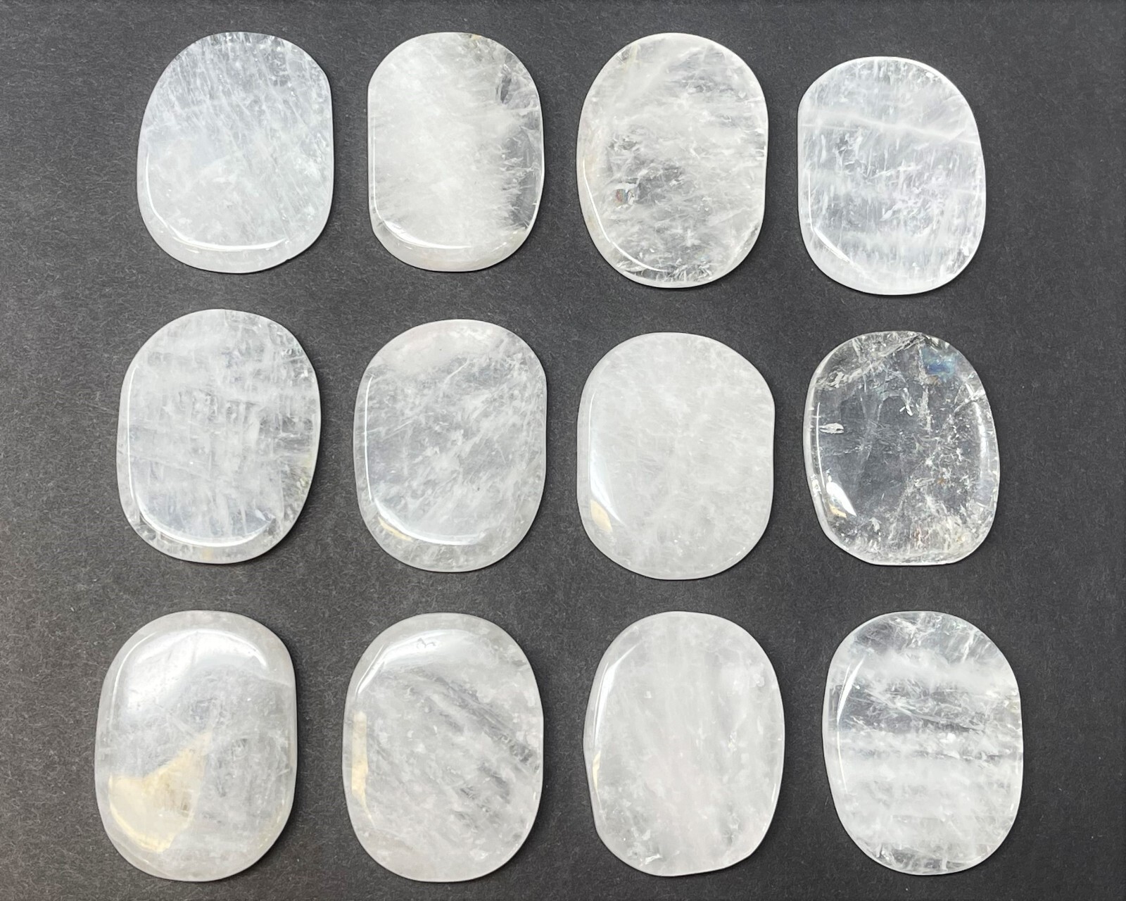 Clear Quartz Pocket Palm Stone MEDIUM (Smooth Polished Clear Quartz Worry Stone)