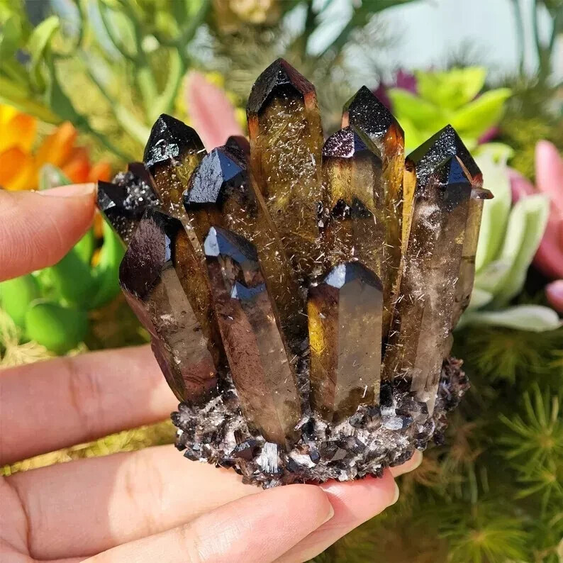 2025New Find Large Smoky Quartz Crystal Cluster Healing Crystal Decor 350-400G