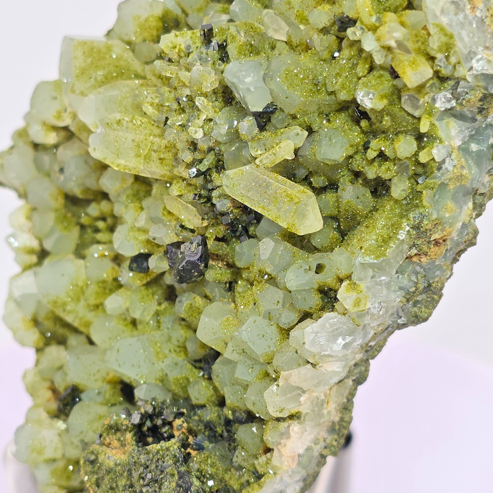 Epidote and Quartz from Turkey – Druzy Lime Green Sparkly Epidote on Quartz