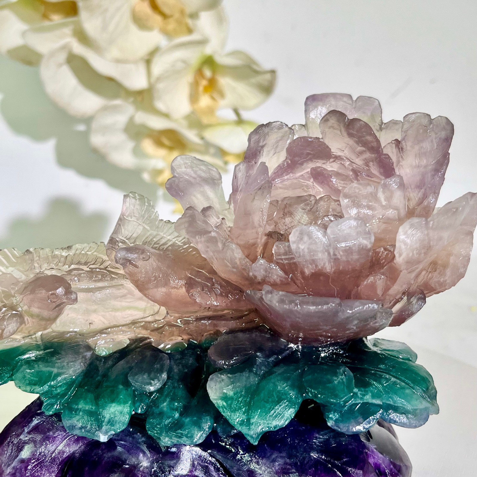 4.43LB Natural fluorite quartz products, hand carved and polished spiritual orn