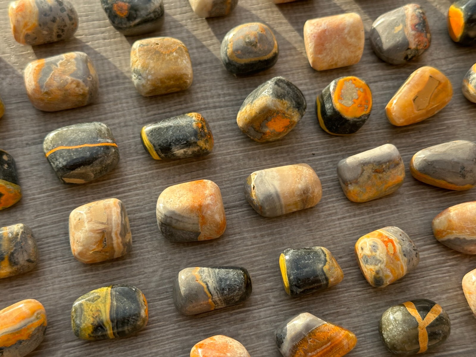 Grade A++ Bumblebee Jasper Tumbled Stones, 0.75-1.25″ Tumbled Bumblebee Jasper