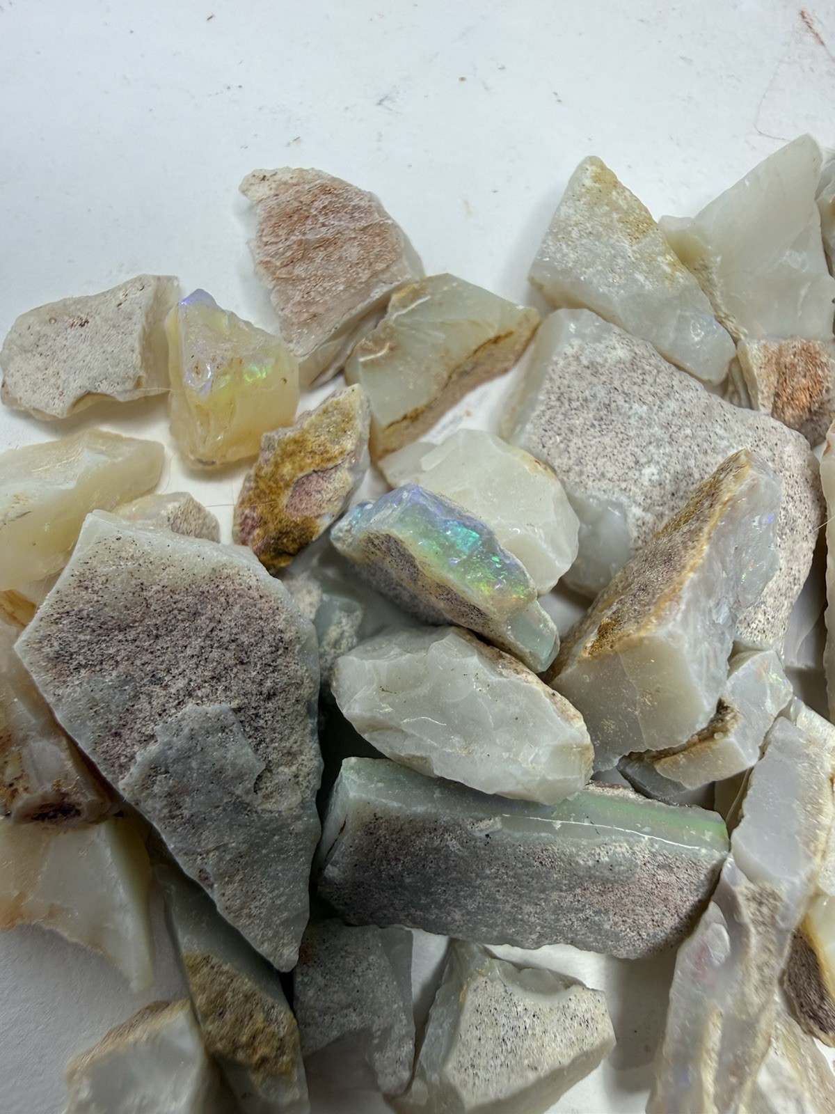 Lot Of Natural Australian Opals Multicolor Flash 26g Total With Plastic Case
