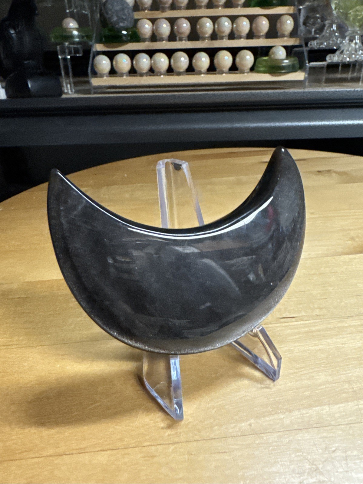 6703 Obsidian Silver Sheen Moon Stand Not Included 2.0”T 3.4”W .6”Th Wt. 4 Oz.