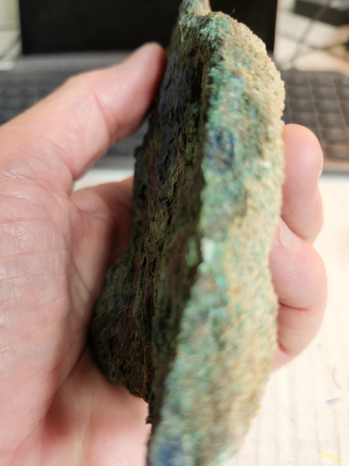 Wood replaced by Copper, Azurite/Malachite Tints, Nacimiento Mine, Cuba, NM