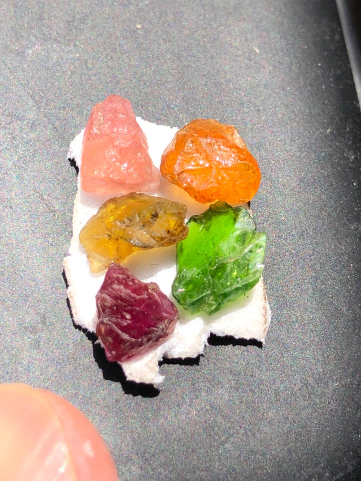Tourmaline Rough Green Yellow Pink Purple Orange Color 5 Pieces 7 MM To 10 MM.