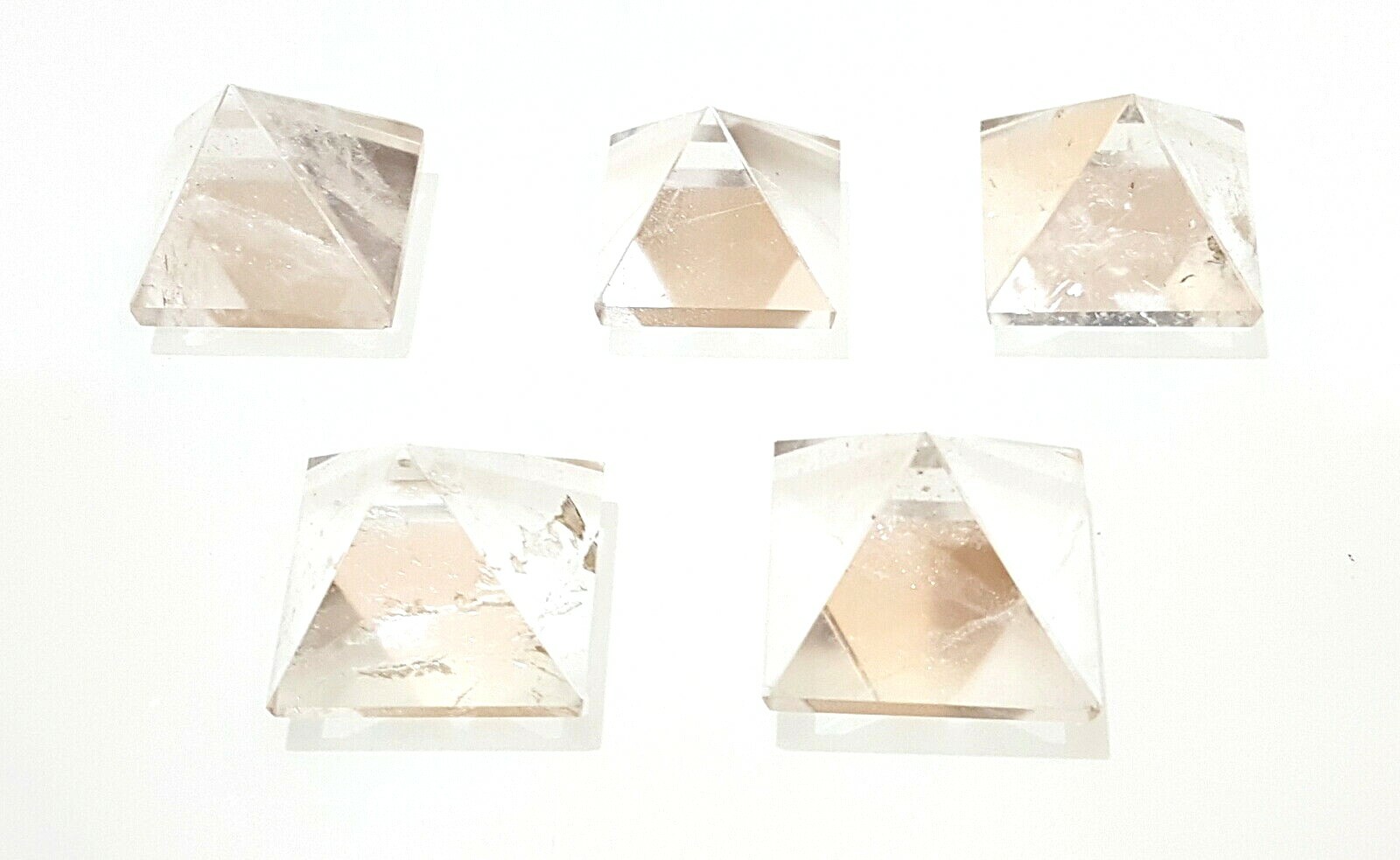 Lot of 5 Natural Crystal Quartz Pyramid Combo, Genuine Himalayan Crystal