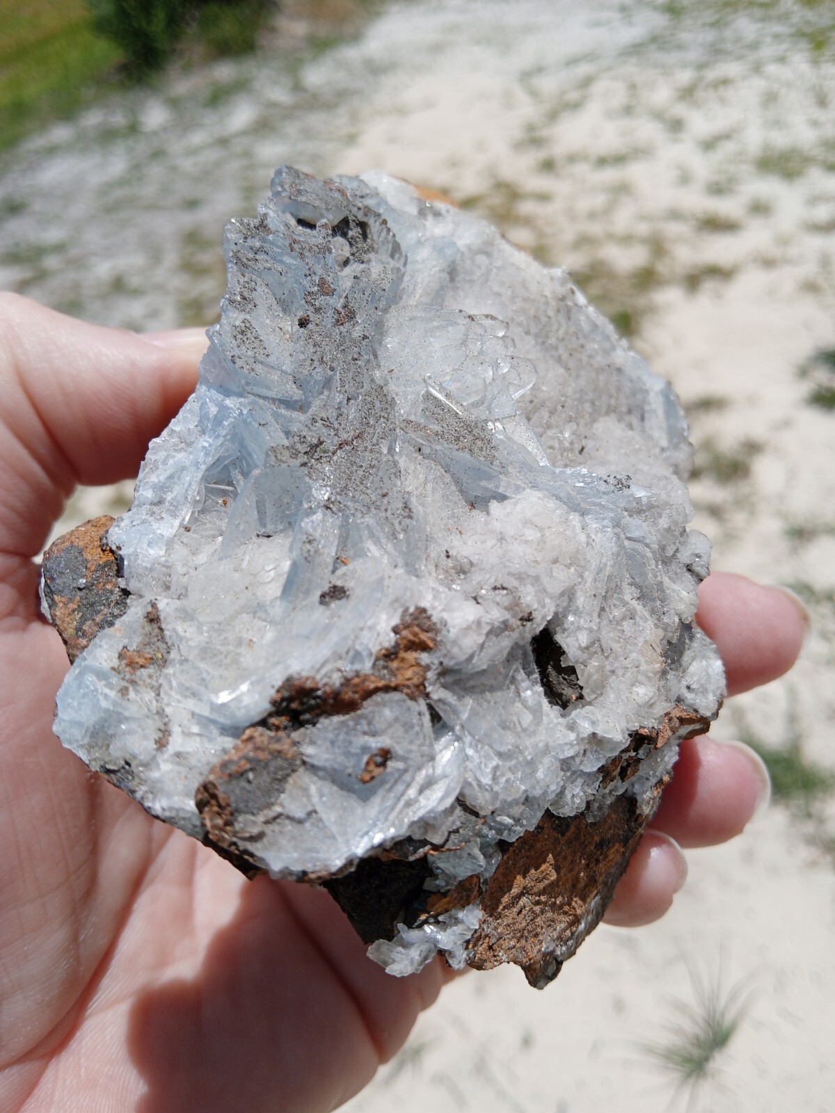 Beautiful Blue Barite Specimen! Sidi Laheen Mine Morocco ! 3.75″! 14 Ounces!