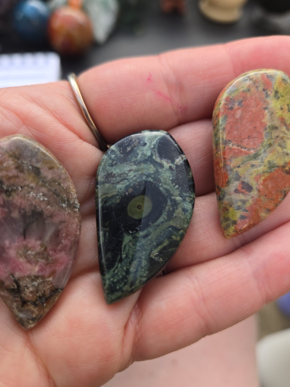 Cute Mini Collection! Mixed Materials-apatite, Moss Agate Mini Holder & Cabs!O19