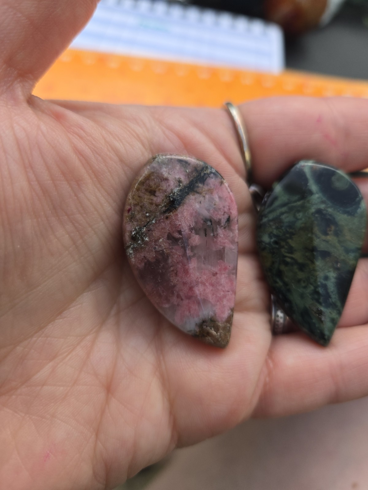 Cute Mini Collection! Mixed Materials-apatite, Moss Agate Mini Holder & Cabs!O19
