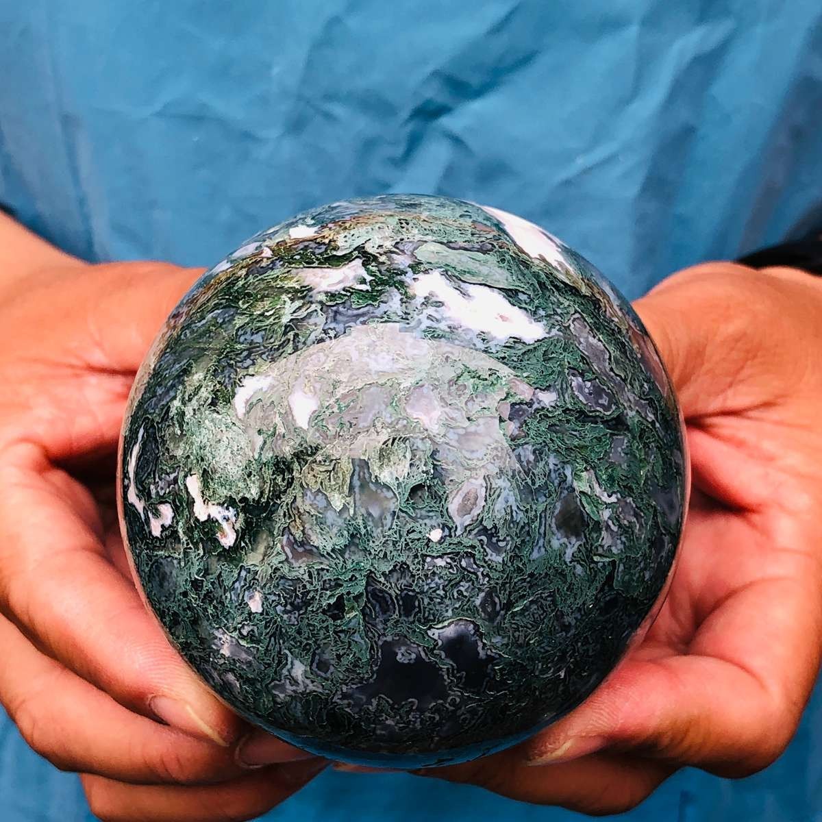 3pcs 4.46LB Natural Water Grass Agate Ball Quartz Crystal Ball Healing 2116