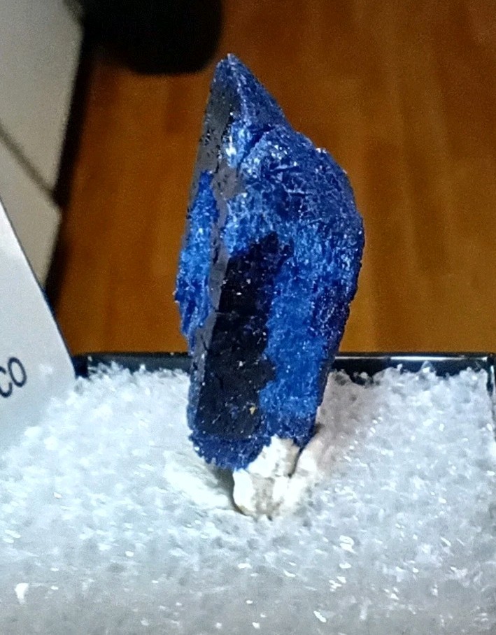 Beautiful Azurite Crystal, Kerrouchen Mine Morocco In 1.5″ Display Box.