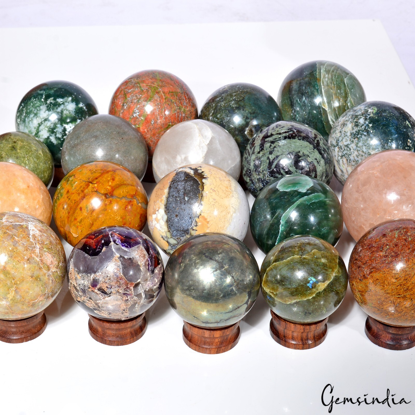 2.9 Kg/19 Pcs Natural Multi Color Huge Gems Sphere Crystal Mineral Healing