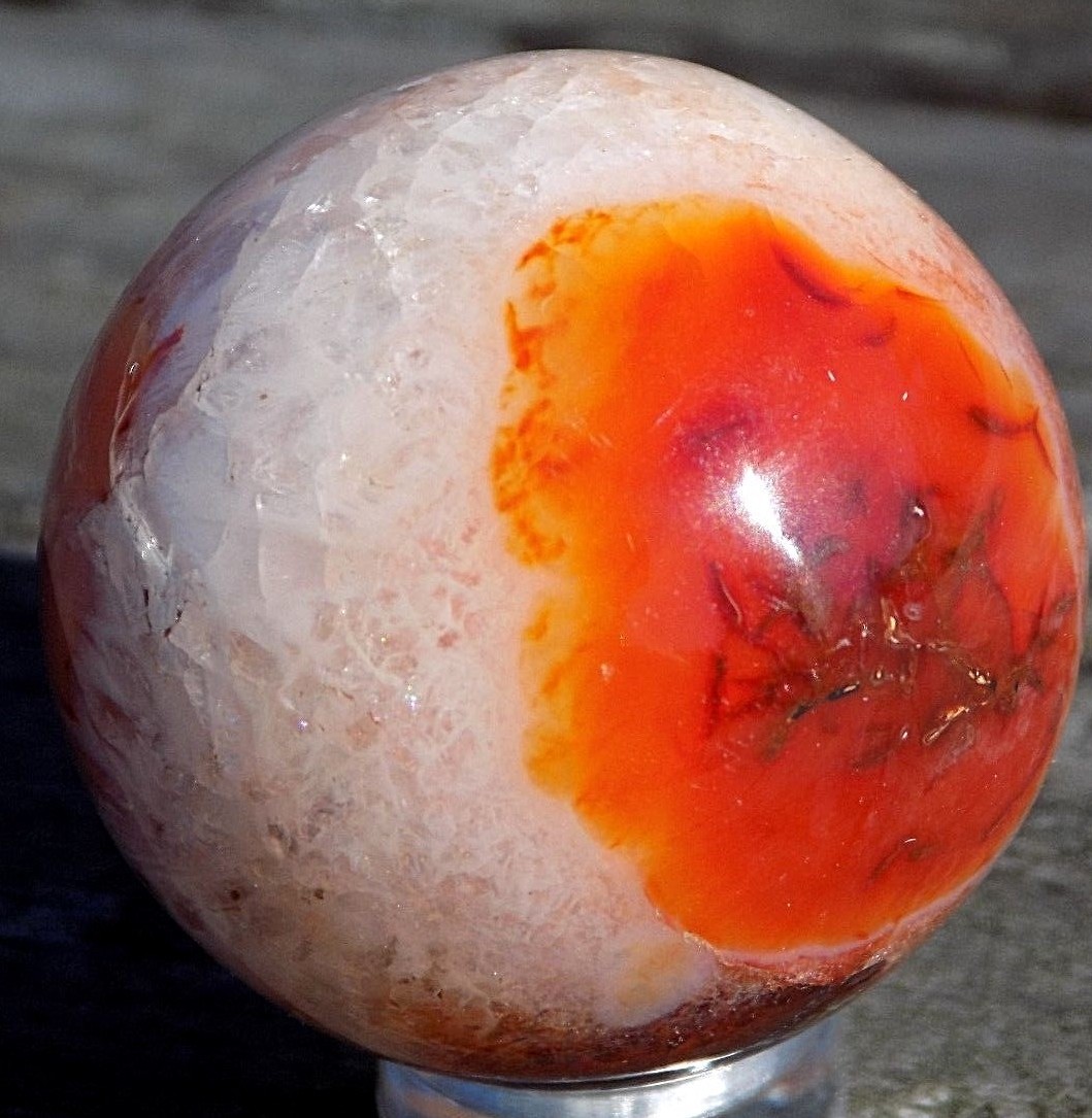 AWESOME CARNELIAN AGATE SPHERE MARBLE 33MM OR 1 5/16” 8082