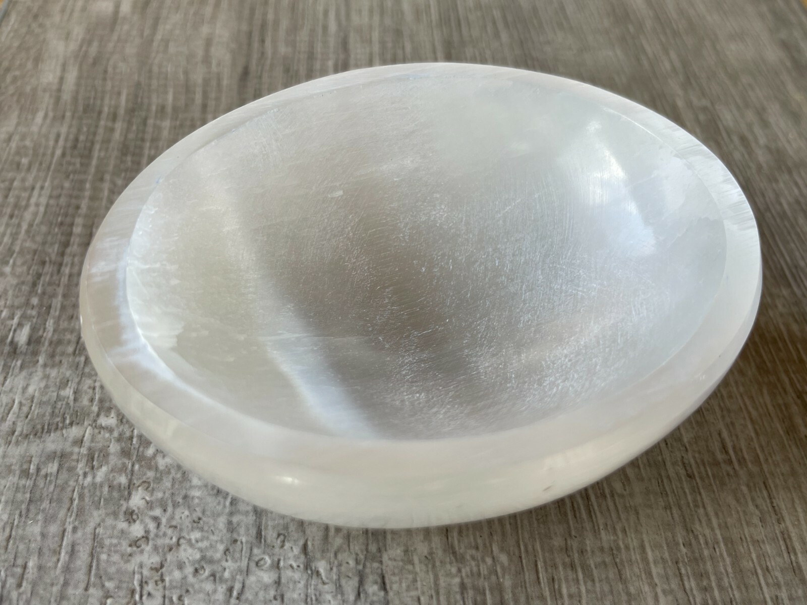 Gemstone Carved -3.75″ SELENITE Oval Bowl,Selenite Crystal Charging Bowl/Station