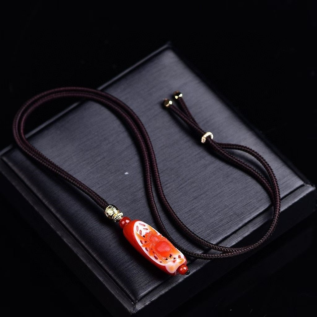 30*12*12mm Top Natural Agate Quartz Crystal Pendant Carved Spider Skull Healing