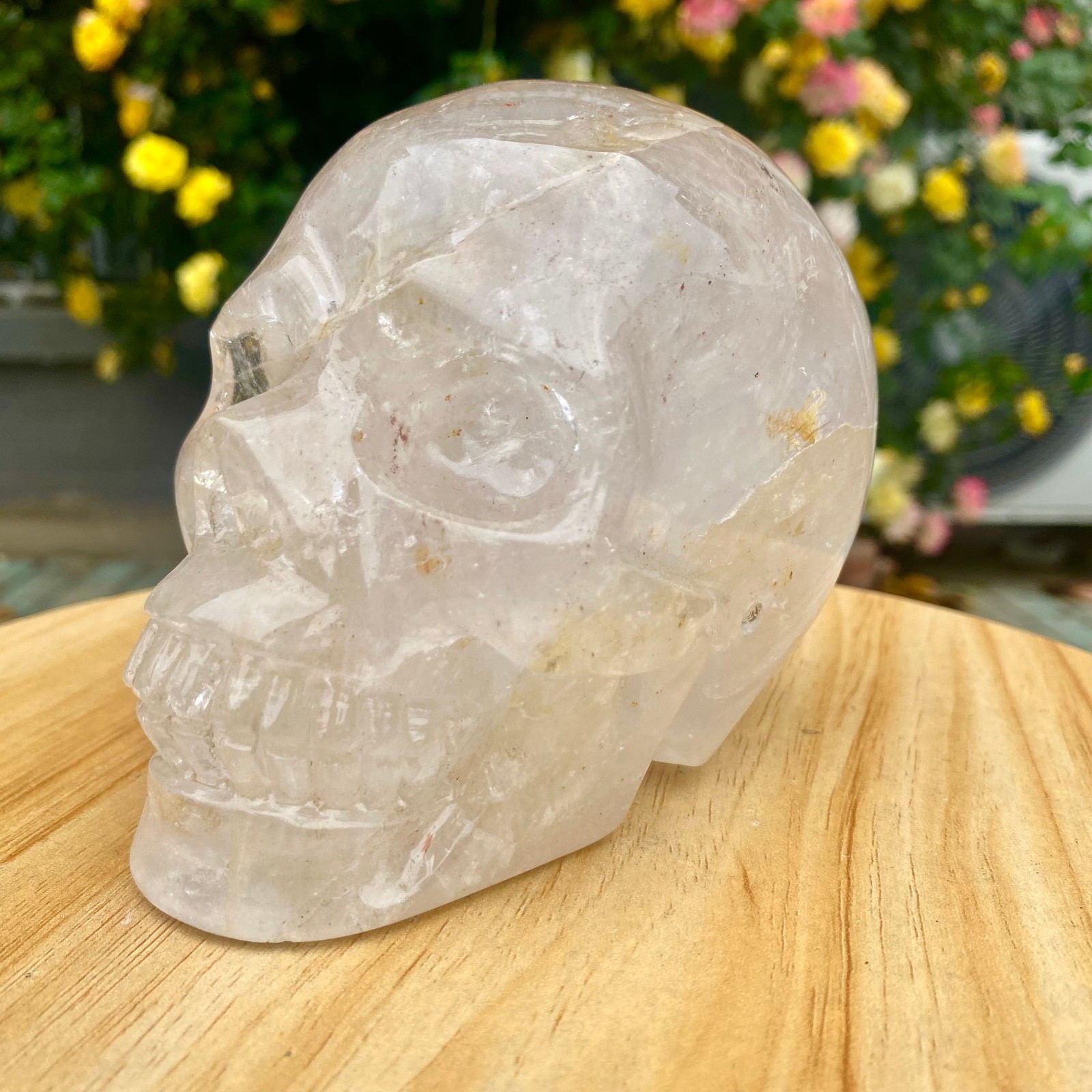 3.08LB TOP! White melting quartz hand carved crystal skull gem reiki healing