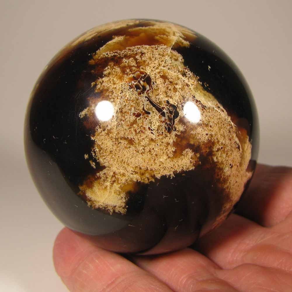 2.5″ Natural FOSSIL AMBER Polished Sphere w/ Stand – Sumatra, Indonesia – 65mm