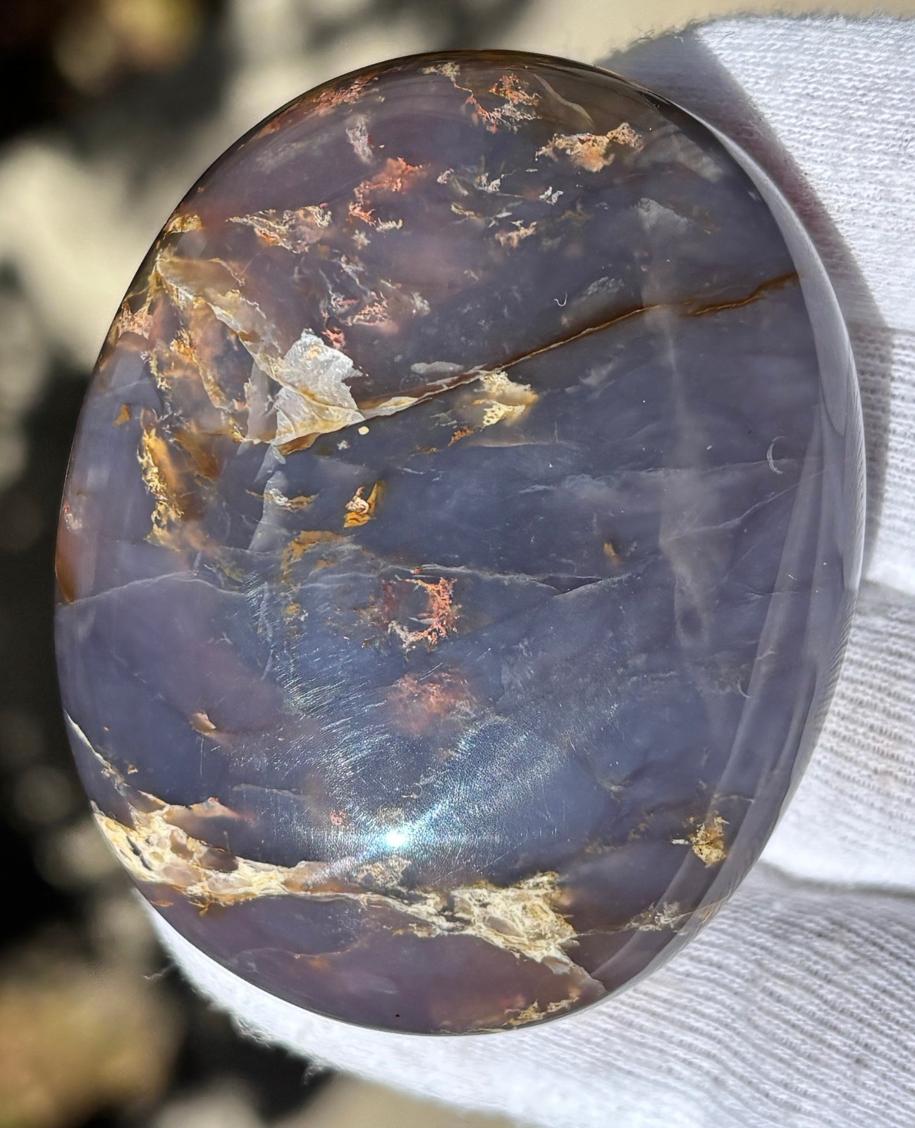 USA SALE LOT 2 “PURPLE” CHALCEDONY PALMSTONES PALM STONE STONES DARK BLUE GRAY