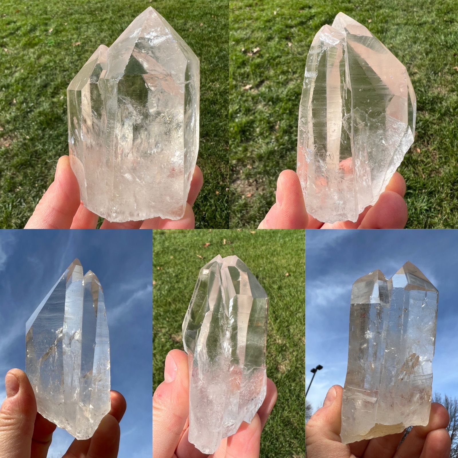 Lemurian Quartz Crystal with Multiple Points (Cluster) from Minas Gerais, Brazil