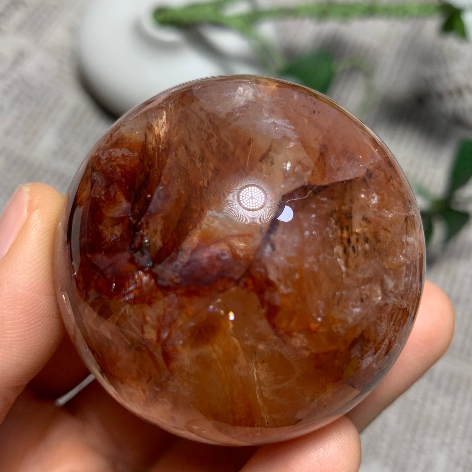 216G Natural Red Gum Flower Ball Crystal Sphere Specimen Energy Healing Reiki