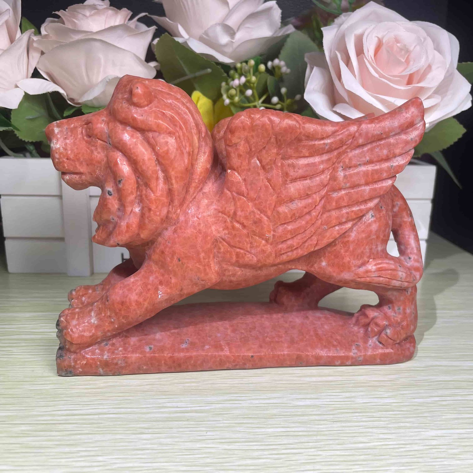 2.9LB 6.2” Natural Sun Stone Lion Cross Ornament Quartz Crystal