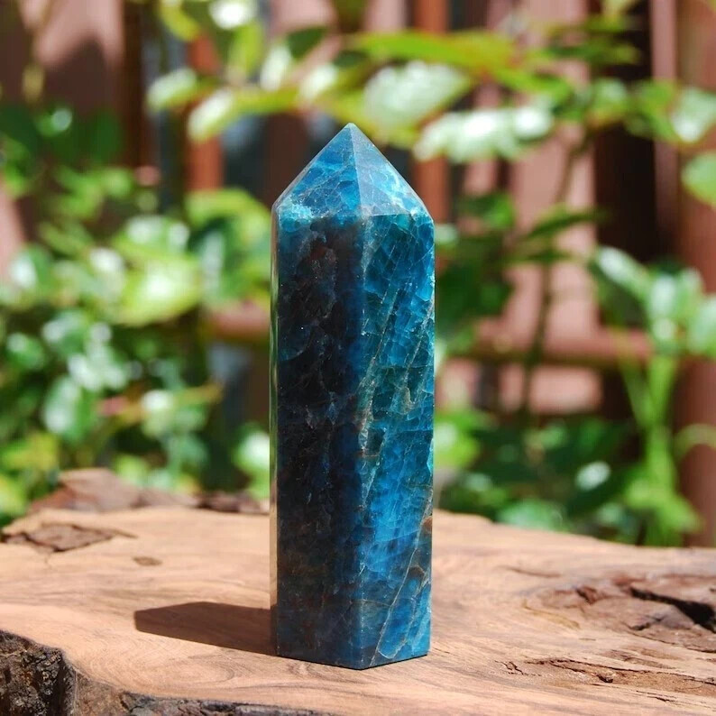 Natural Apatite Healing Crystal Tower Point Wand Reiki Obelisk Home Decor Gift