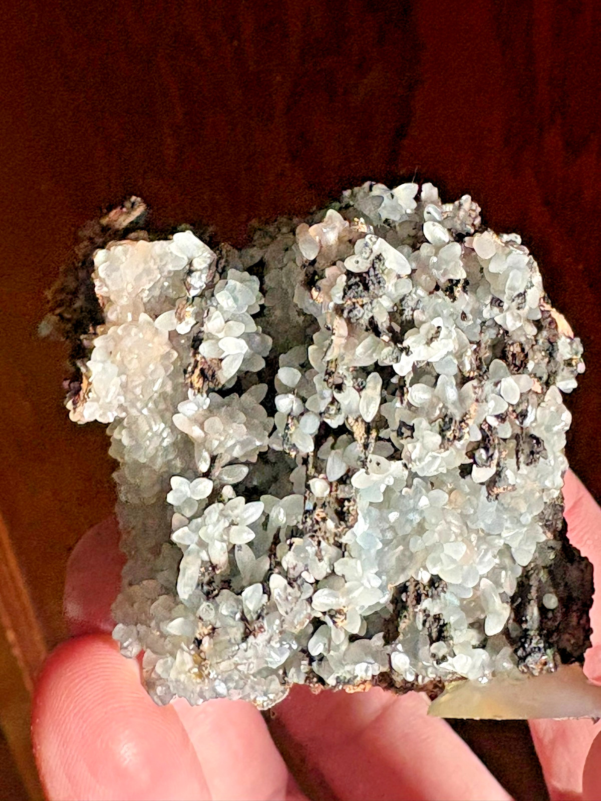 Smithsonite ,numerous xtls on matrix, rich coverage, Broken Hill, NSW, Australia