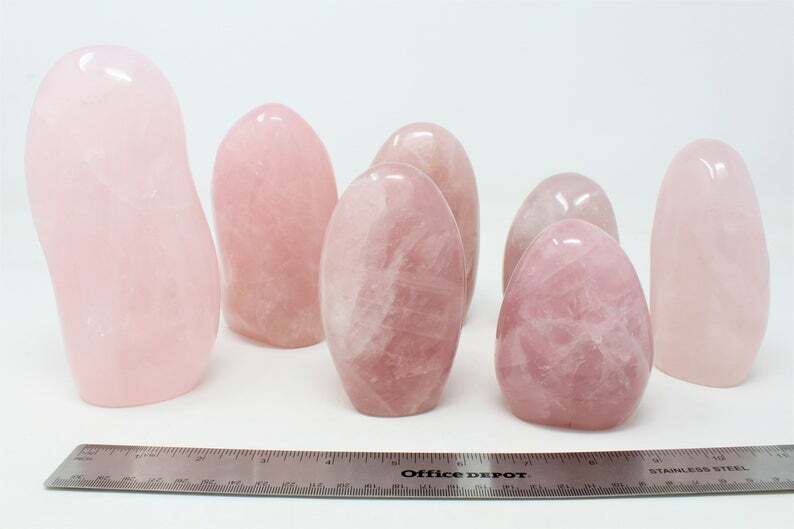 Rose Quartz Polished Freeform, Large Free Standing Cut Base, Specimens
