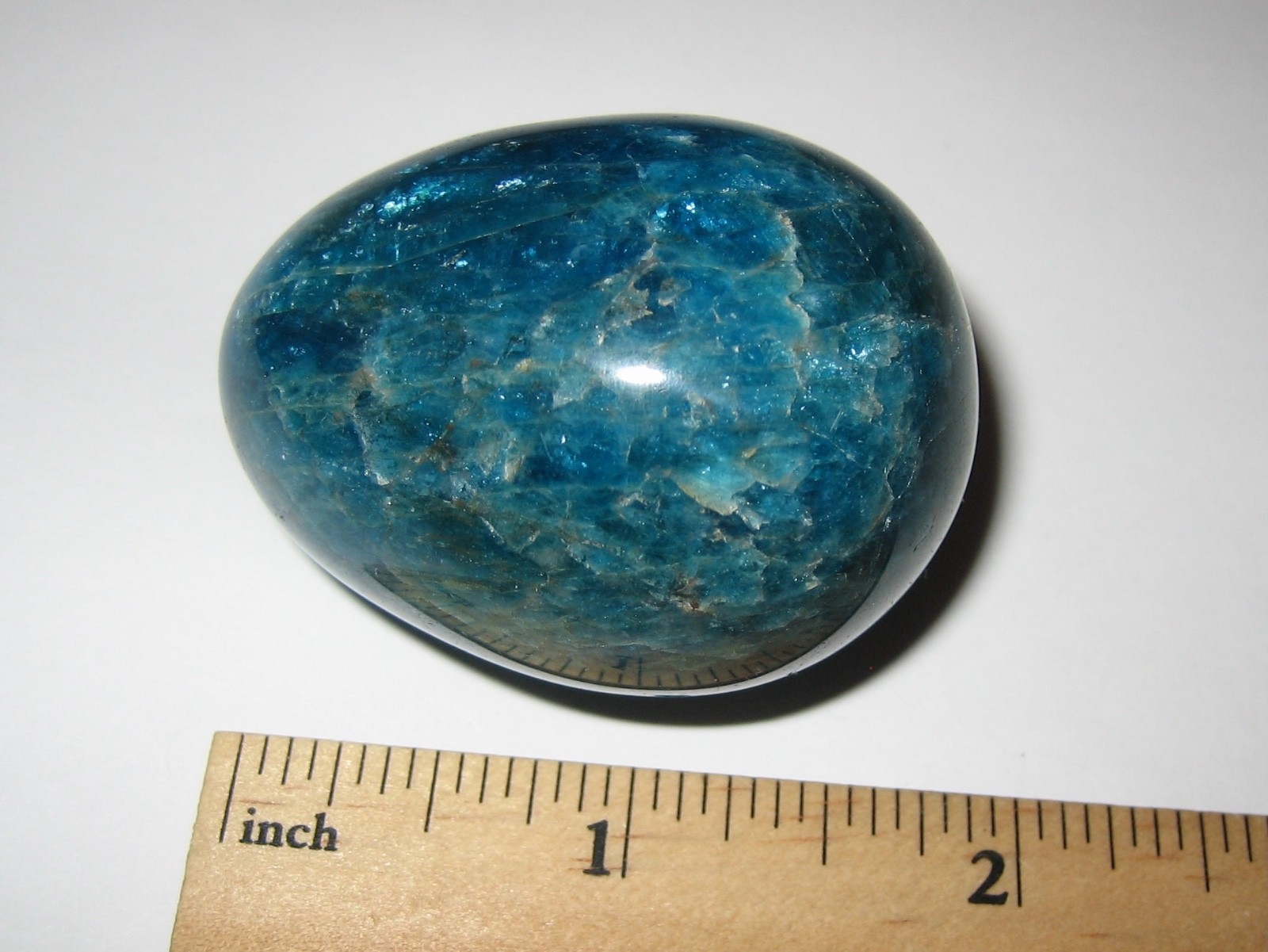2″ BEAUTIFUL POLISHED NATURAL RICH BLUE APATITE CRYSTAL STONE EGG 112.4grams *1