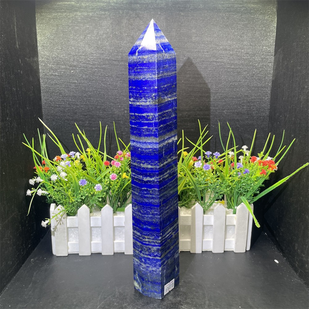 3.7LB 12.9″ Natural Lapis Lazuil Obelisk Tower Crystal Quartz Reiki Healing