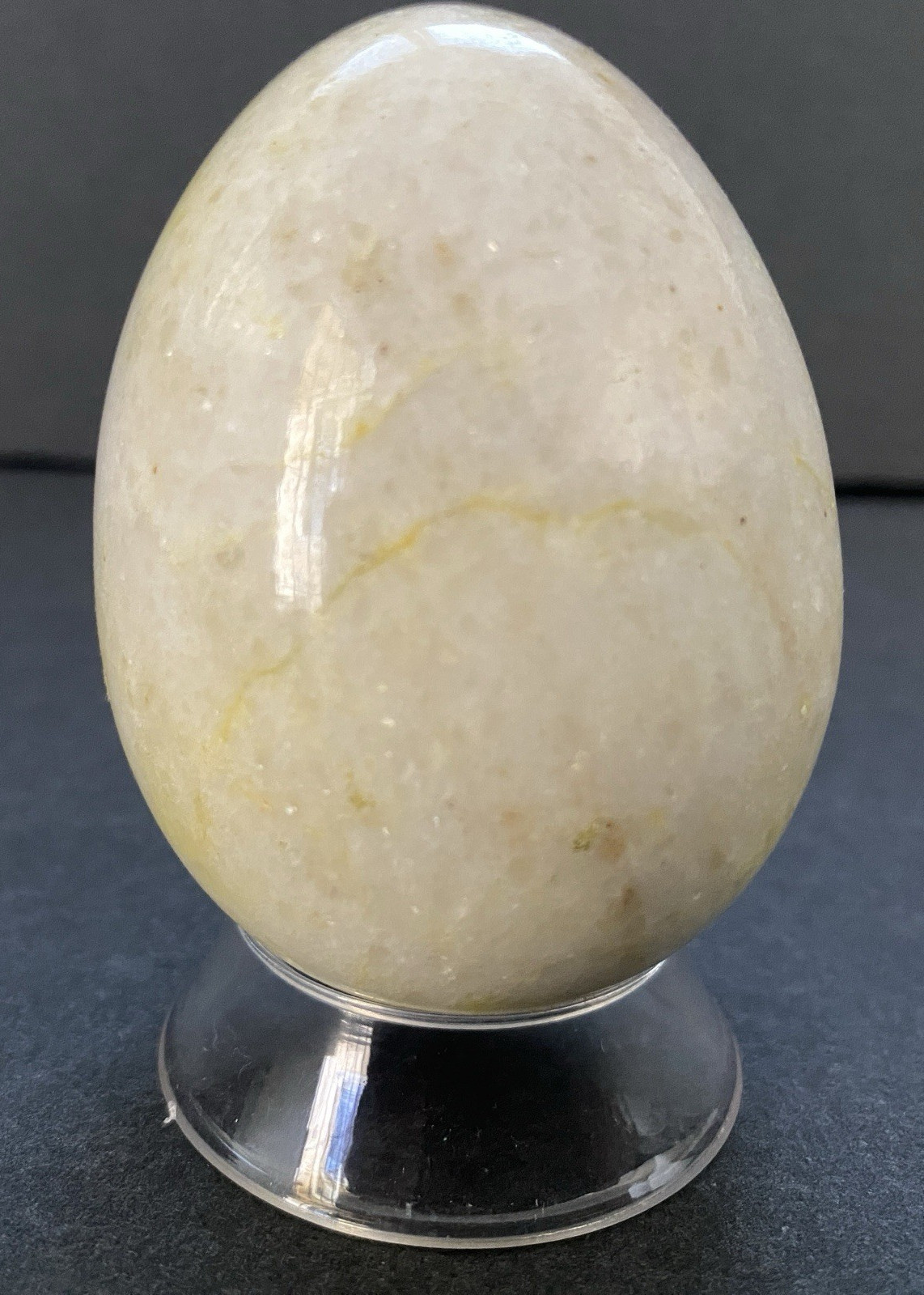 Natural Onyx Stone Egg With Stand Hand Polished Banded Agate Calcite Crystal