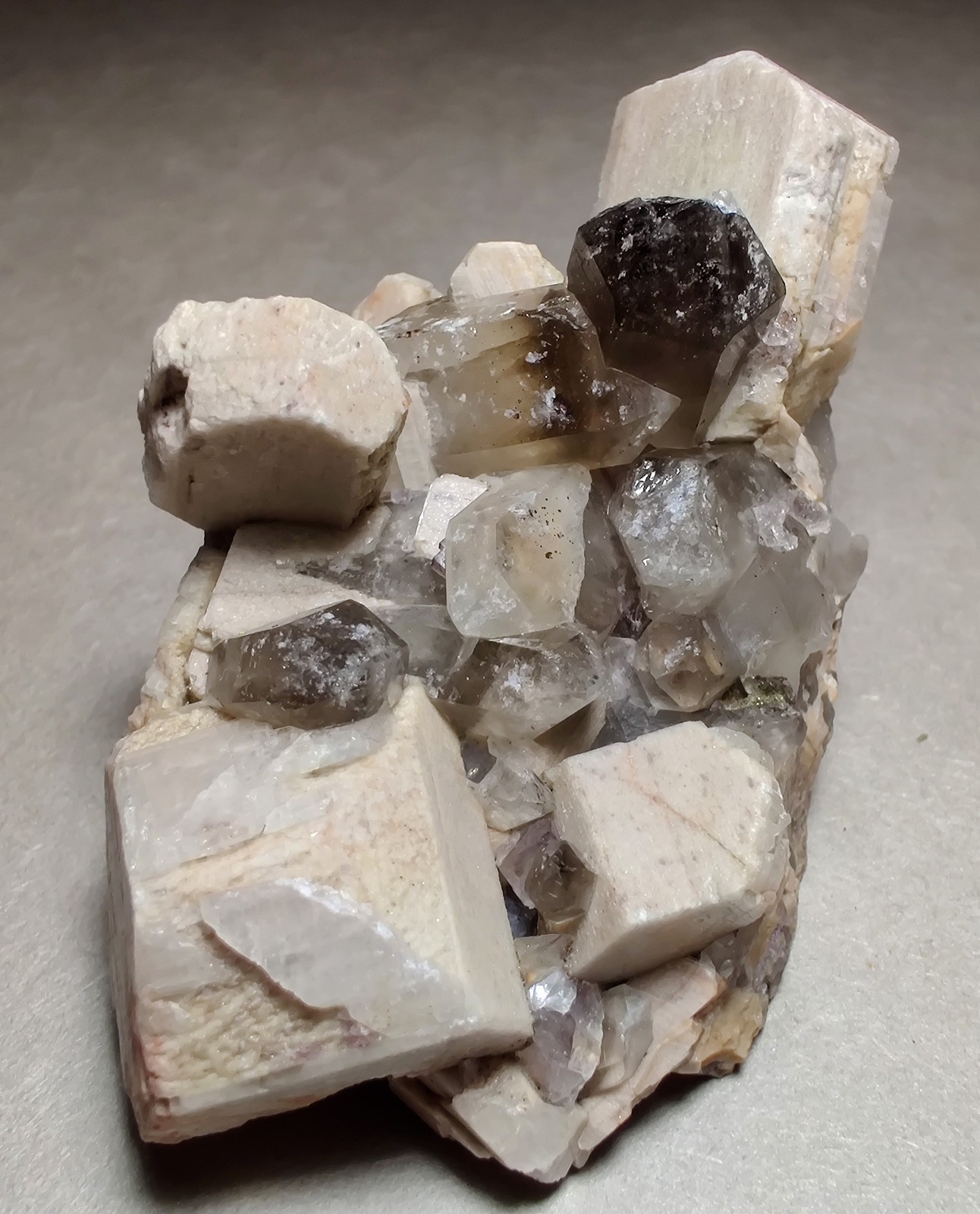 Microcline and Smoky Quartz crystal specimen. Summit County, Colorado. 70 grams.